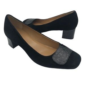 Talbots Black Suede Leather Block Heels 8